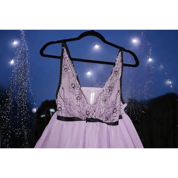 Purple Lace Babydoll Slip Dress - Fairycore Cottagecore Y2K Lingerie - 14/16 - Picture 2 of 13